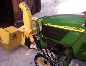 John Deere 2210 with 47-inch Snowblower Left Side