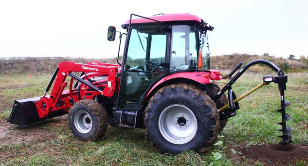 Mahindra 2655 Cab and Post Hole Digger